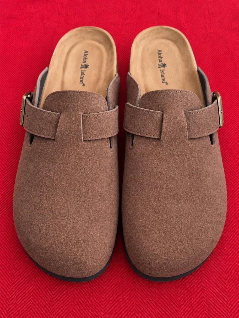 Aloha Island Suede-look Brown Buckle Clogs Mules Women’s Size 9 NIB